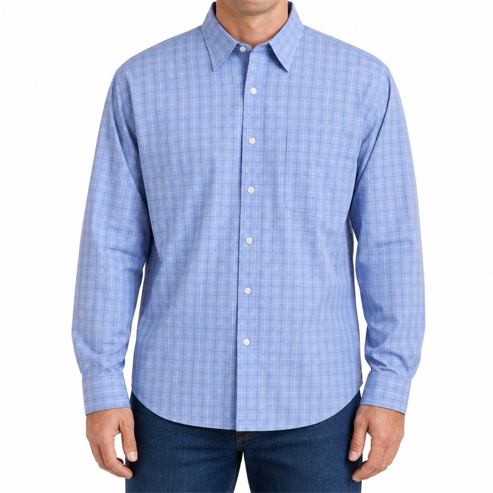 Polo Ralph Lauren Lowell Sport Shirt Mens XL Blue Two-Ply Cotton Button-Up